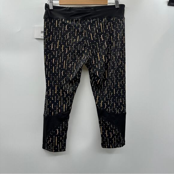 S2 Sportswear Black, Gold & Silver Polka Dot Printed High Rise Capri Leggings 1X - Picture 2 of 8
